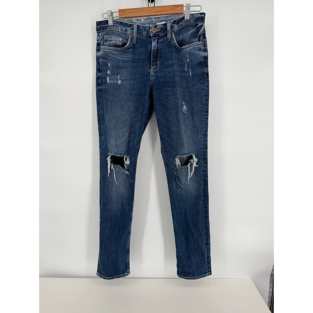 H&M Sz 26 Distressed Ripped Knee‎ Skinny Jeans Dark Wash Denim Casual Fashion